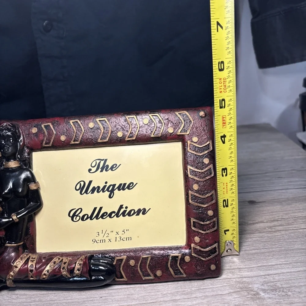 Vintage 3D blackamoor style picture frame 3.5 x 5 red Gold topless Unique